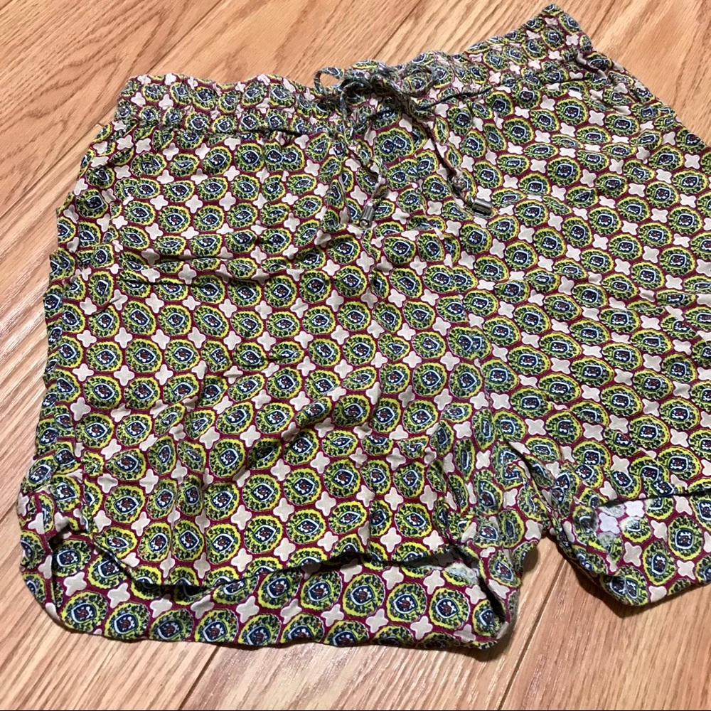 Japana High Waisted Drawstring Rayon Print Shorts